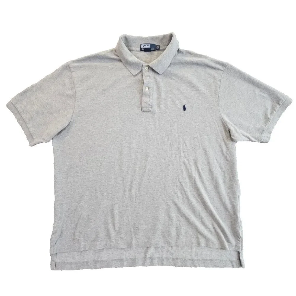 Polo by Ralph Lauren Polo Shirt Men's Size 2XB Big Grey Gray 2 Button Cotton EUC